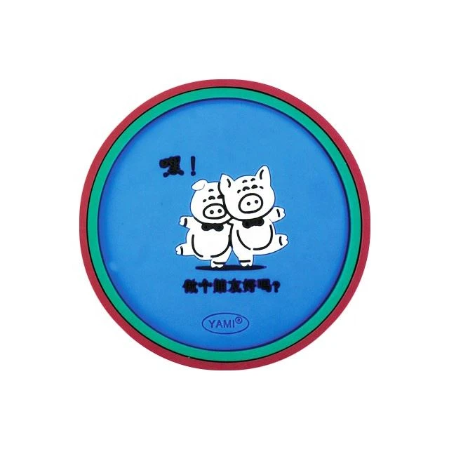 Eco-friendly PVC Rubber Round Tea Coasters